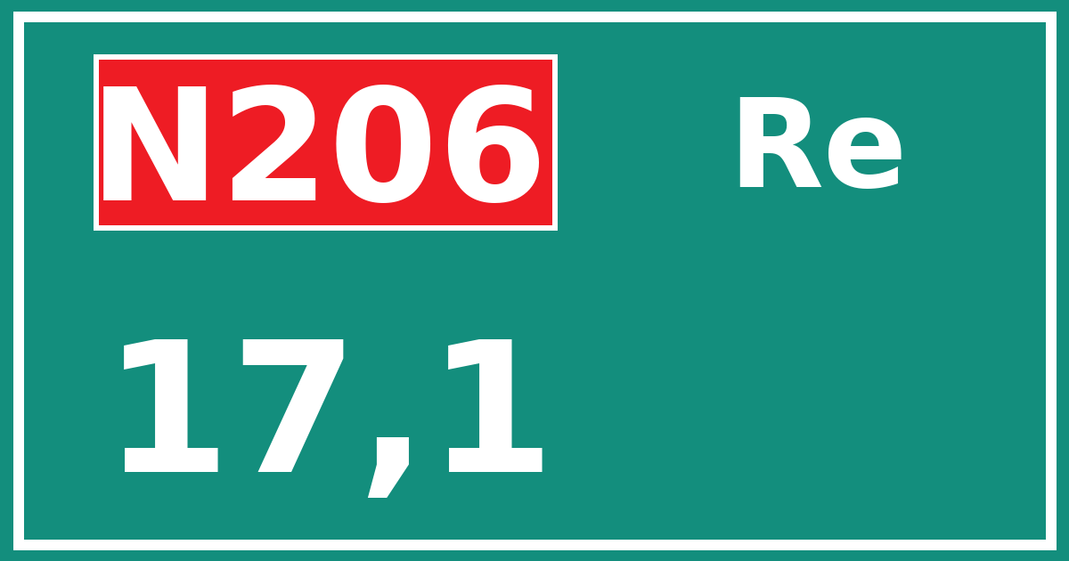 Hectometerbord N206 17,1 zijde Re