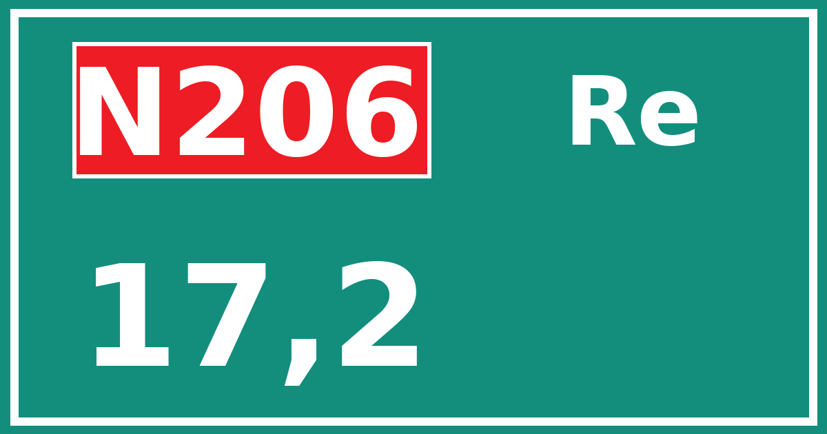 Hectometerbord N206 17,2 zijde Re