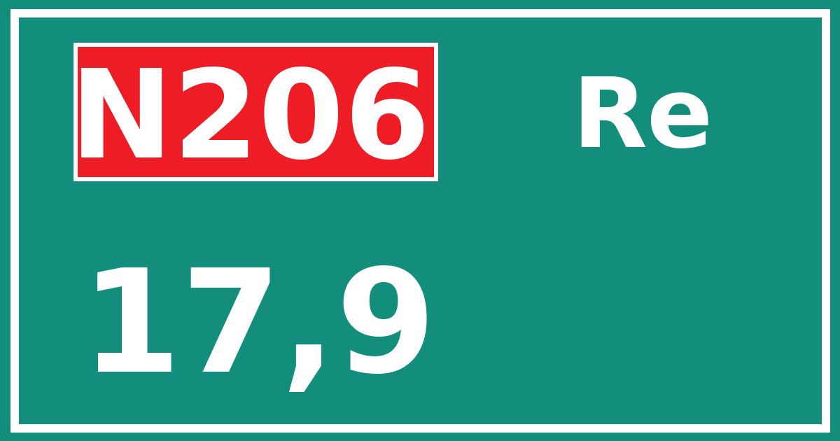 Hectometerbord N206 17,9 zijde Re