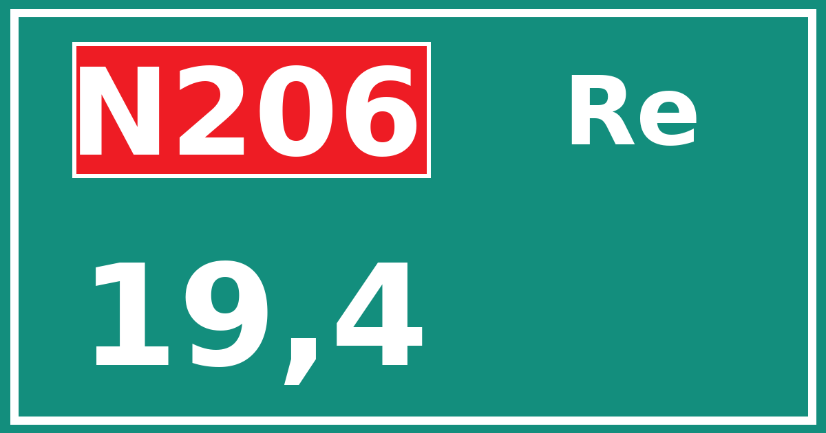 Hectometerbord N206 19,4 zijde Re