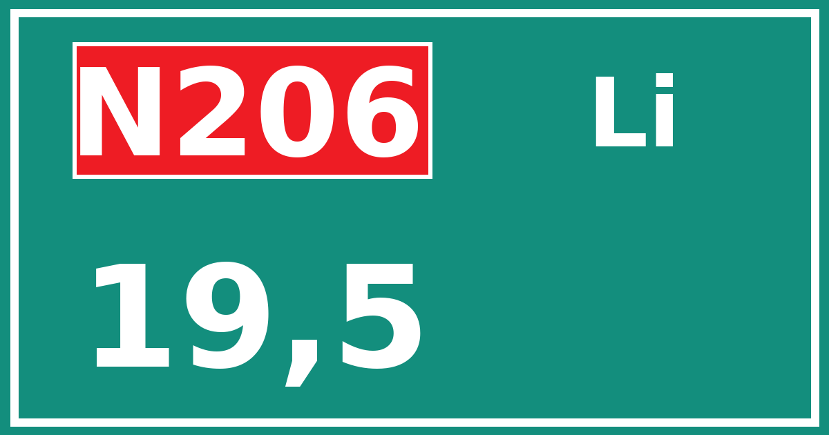 Hectometerbord N206 19,5 zijde Li