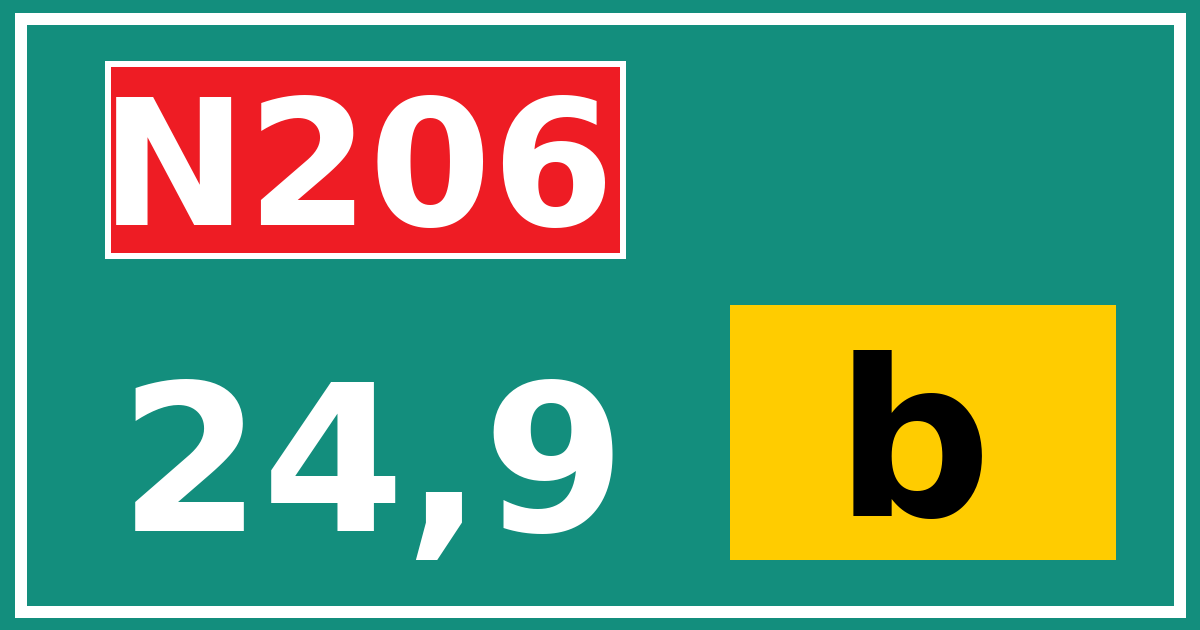 Hectometerbord N206 24,9 letter b