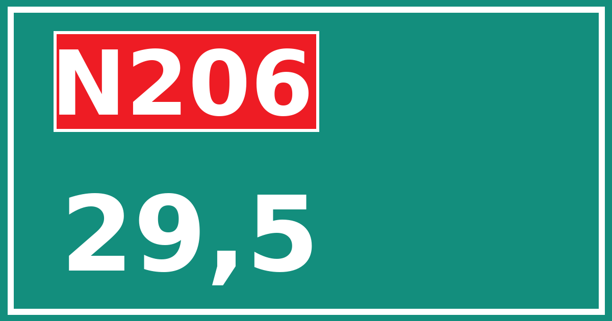 Hectometerbord N206 29,5