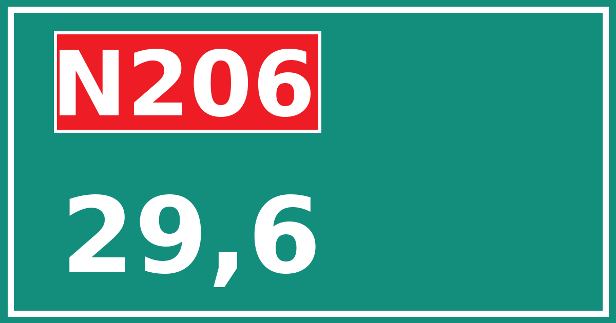 Hectometerbord N206 29,6