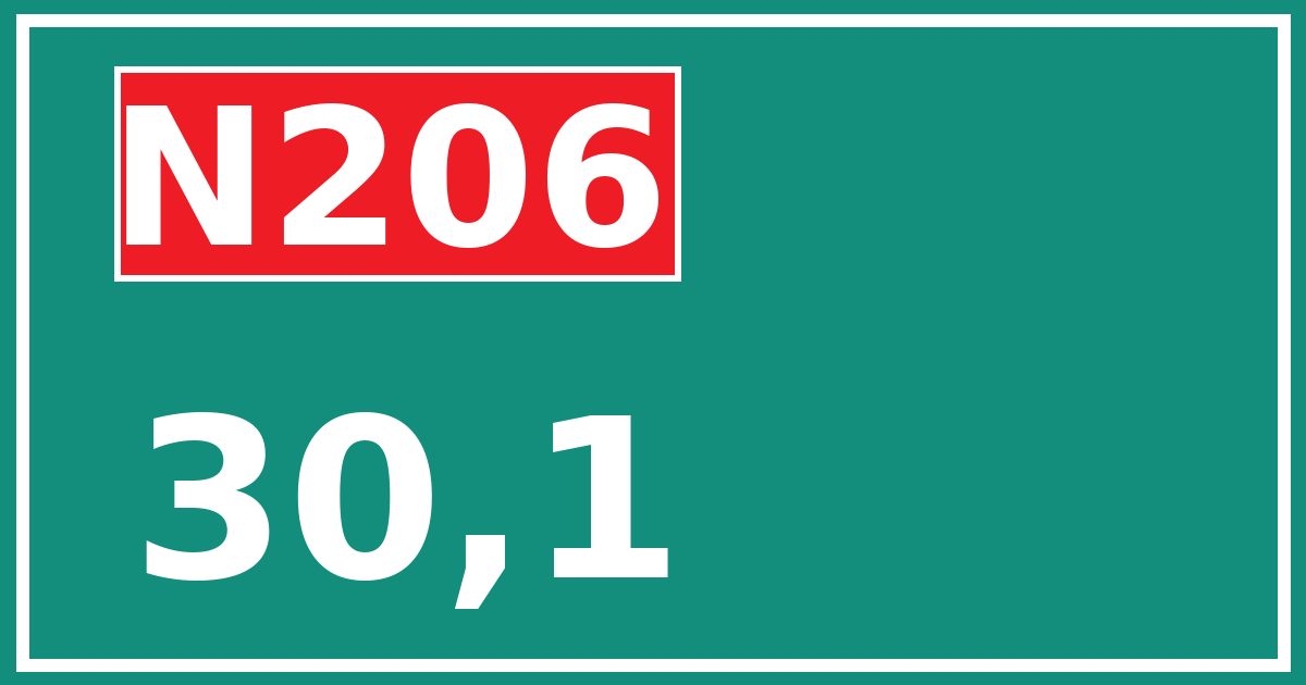 Hectometerbord N206 30,1