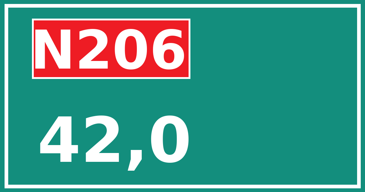Hectometerbord N206 42,0