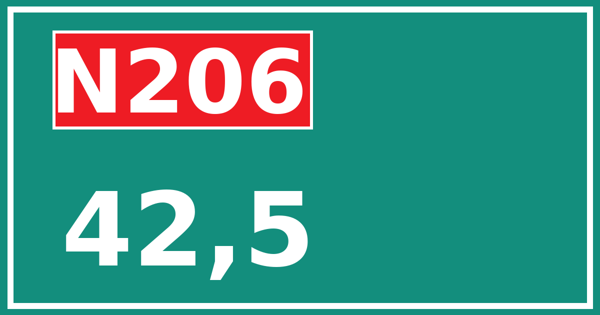 Hectometerbord N206 42,5