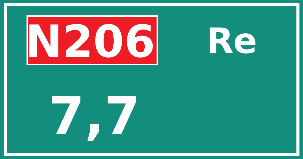 Hectometerbord N206 7,7 zijde Re