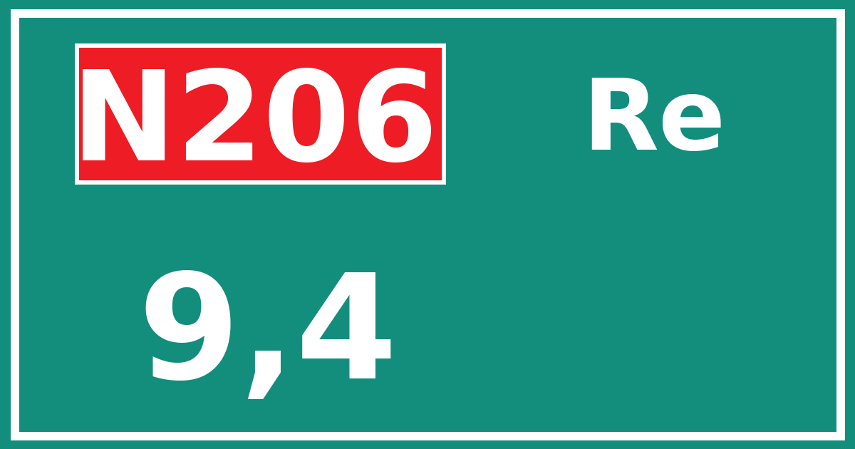 Hectometerbord N206 9,4 zijde Re