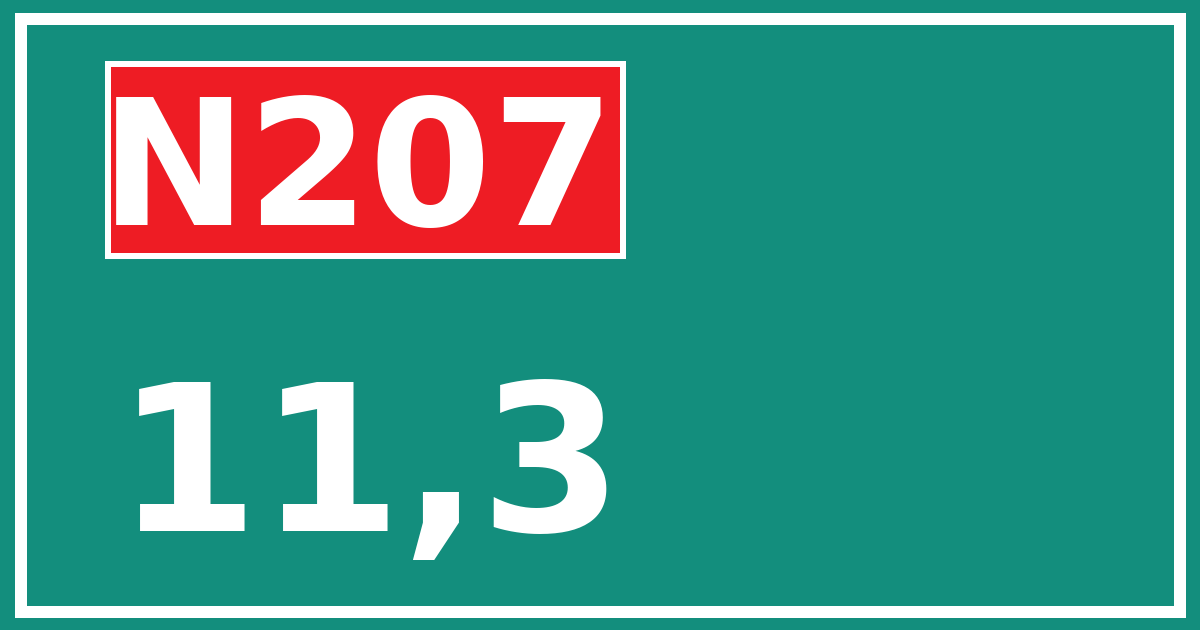 Hectometerbord N207 11,3