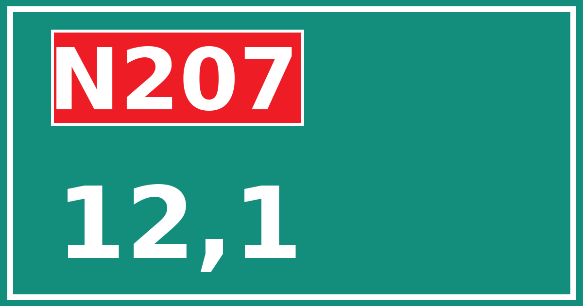 Hectometerbord N207 12,1