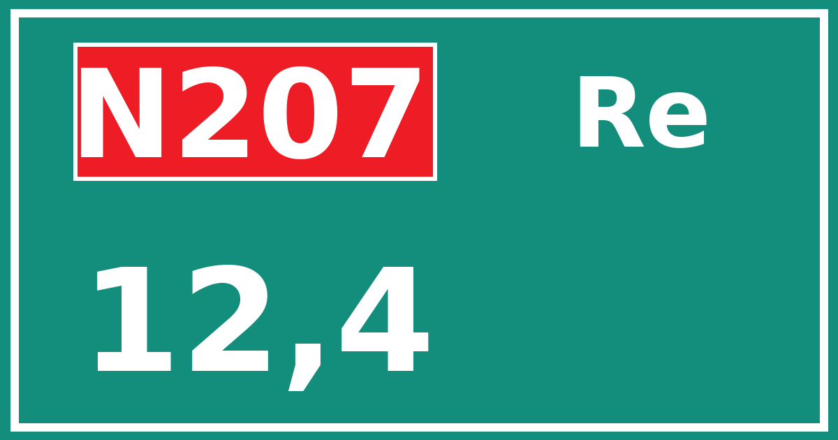 Hectometerbord N207 12,4 zijde Re