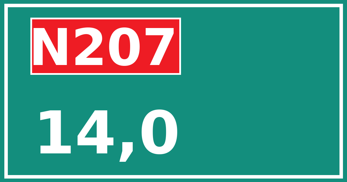 Hectometerbord N207 14,0