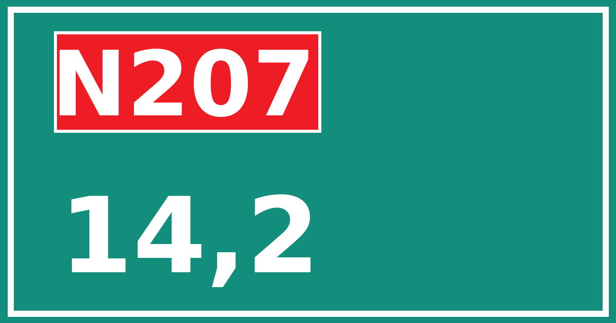 Hectometerbord N207 14,2