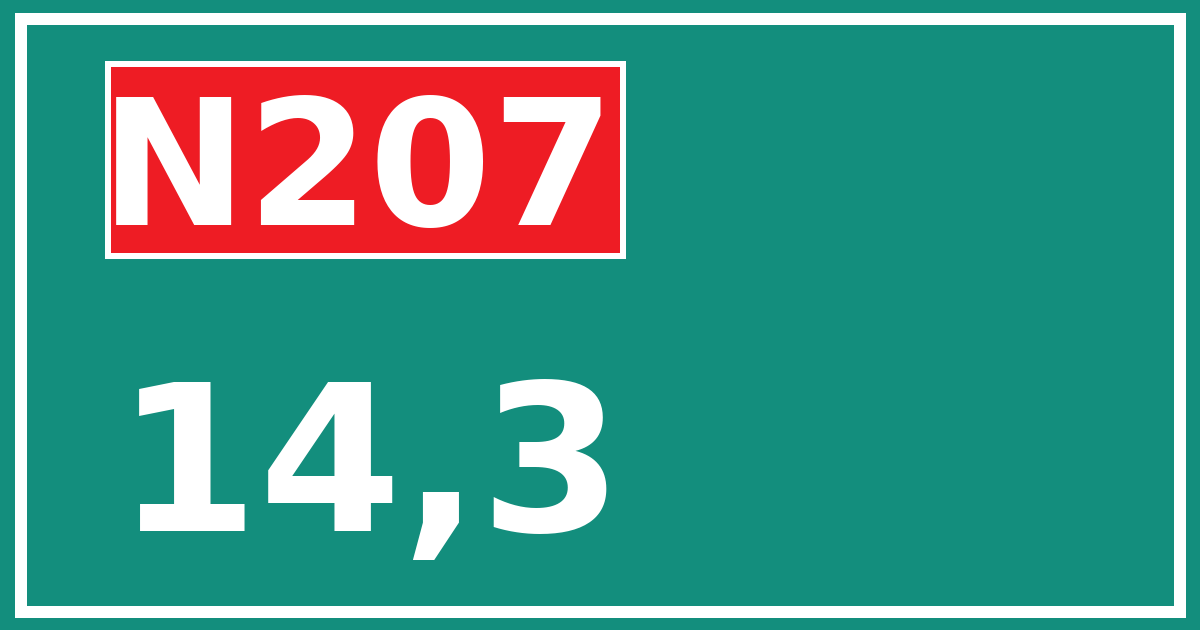 Hectometerbord N207 14,3