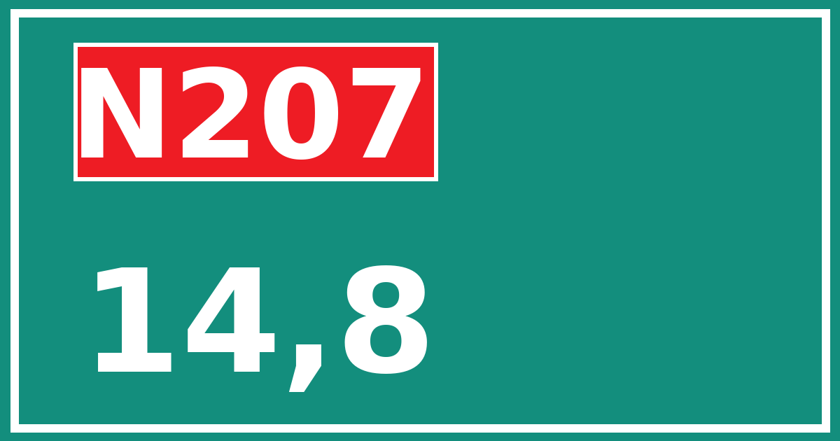 Hectometerbord N207 14,8