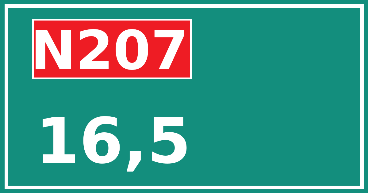 Hectometerbord N207 16,5