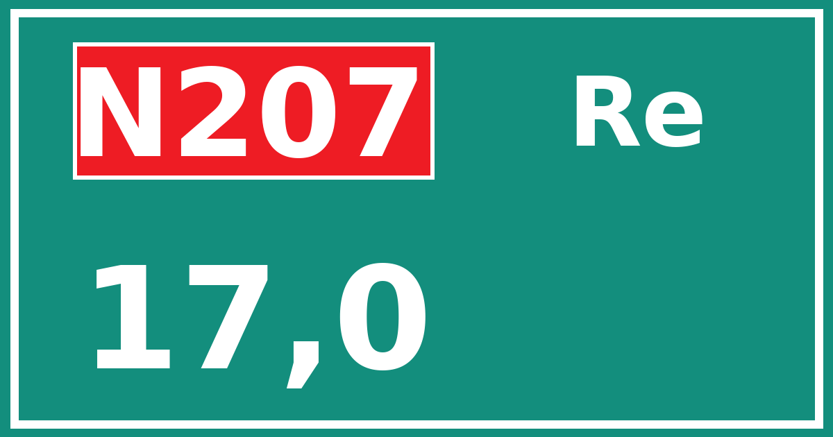 Hectometerbord N207 17,0 zijde Re