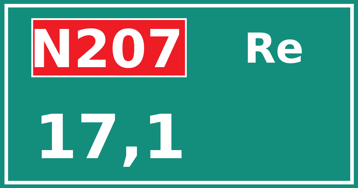 Hectometerbord N207 17,1 zijde Re