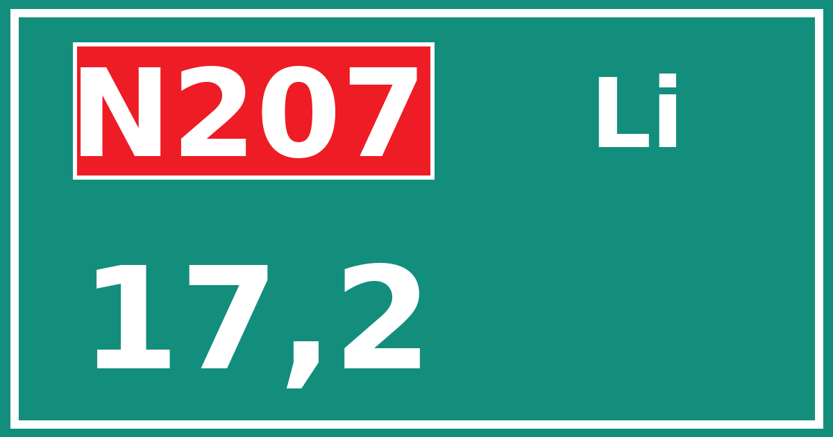 Hectometerbord N207 17,2 zijde Li