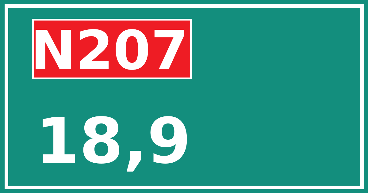 Hectometerbord N207 18,9