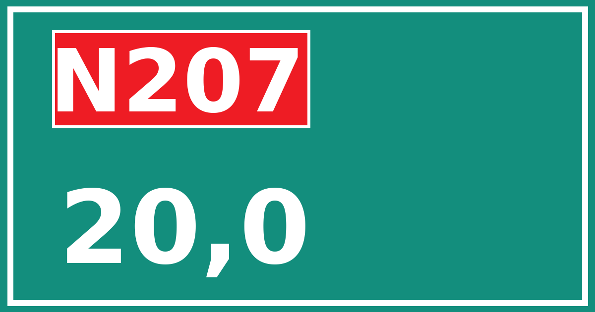 Hectometerbord N207 20,0