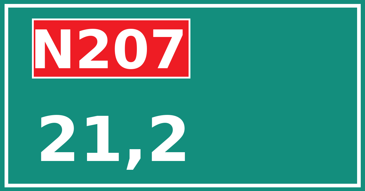 Hectometerbord N207 21,2