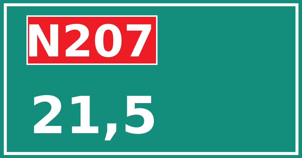 Hectometerbord N207 21,5