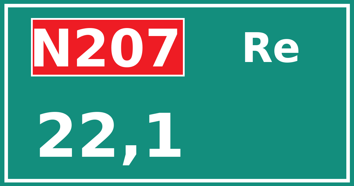 Hectometerbord N207 22,1 zijde Re