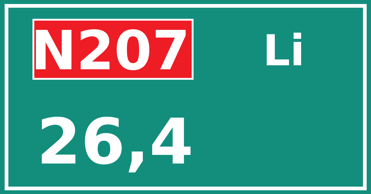 Hectometerbord N207 26,4 zijde Li