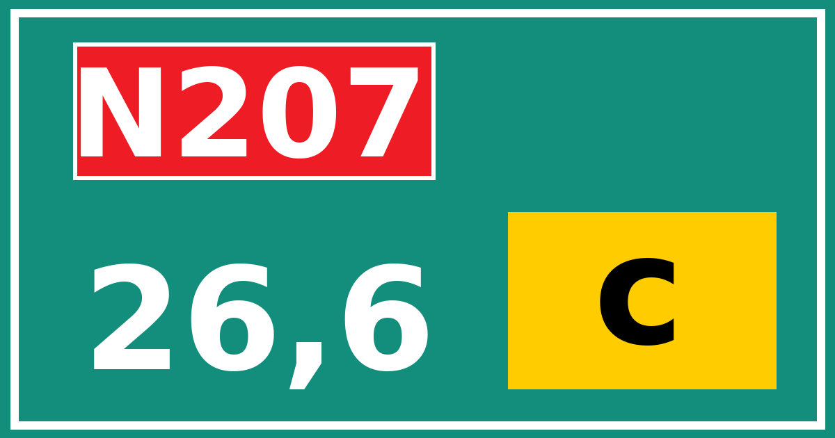 Hectometerbord N207 26,6 letter c