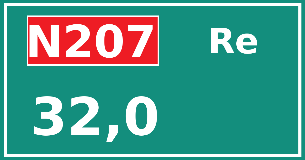 Hectometerbord N207 32,0 zijde Re