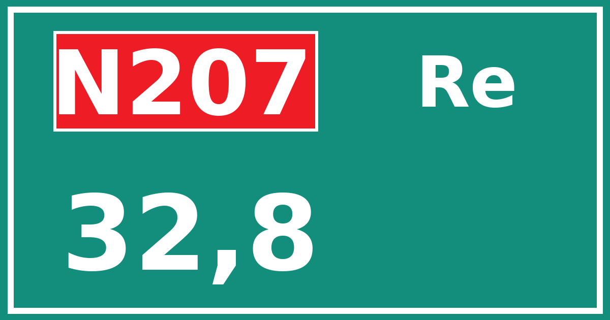 Hectometerbord N207 32,8 zijde Re