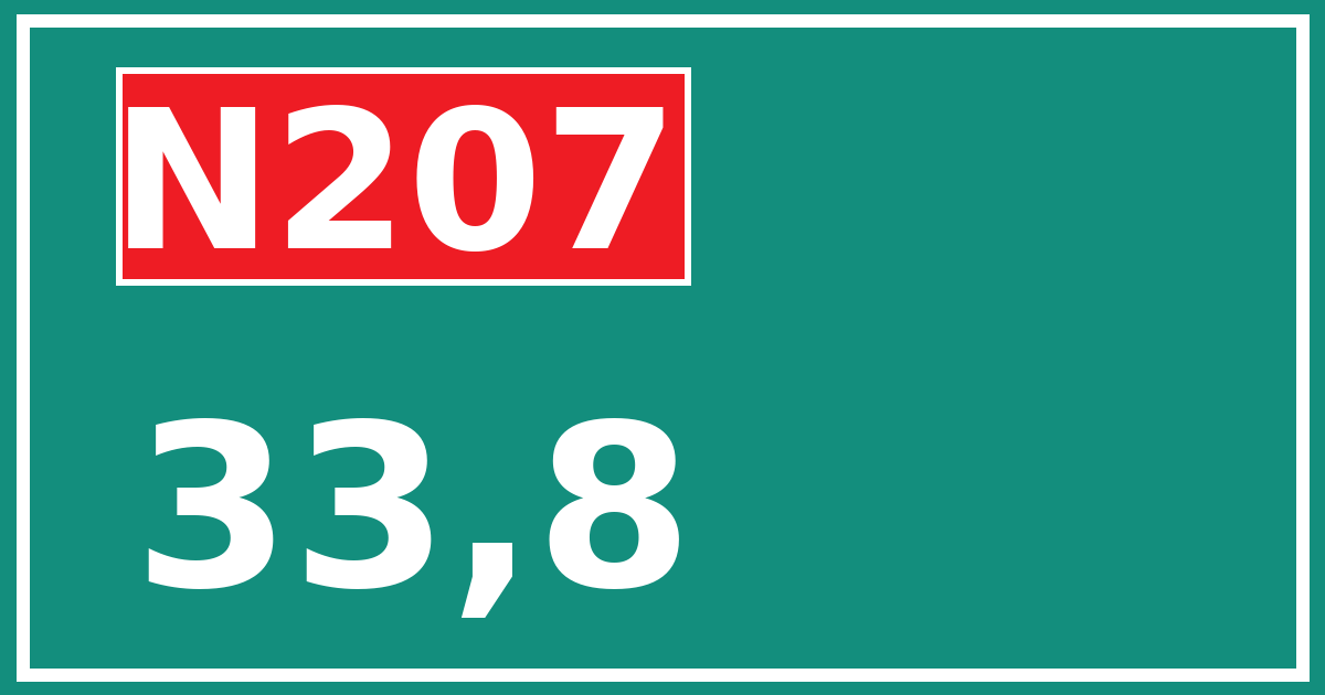 Hectometerbord N207 33,8