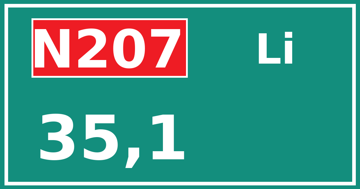 Hectometerbord N207 35,1 zijde Li
