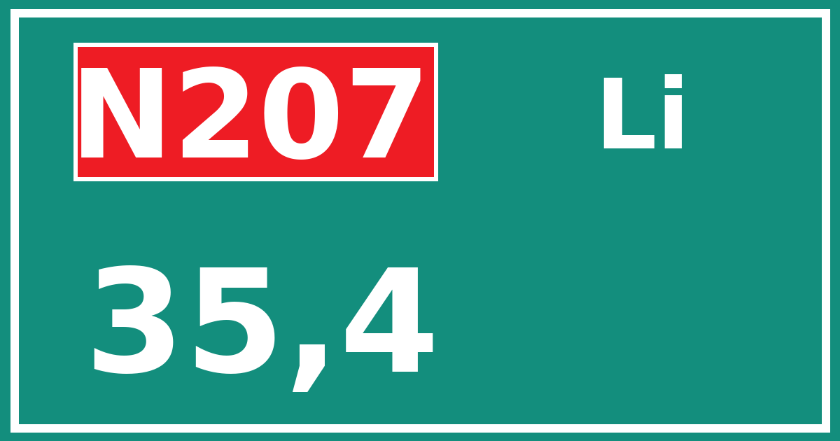 Hectometerbord N207 35,4 zijde Li
