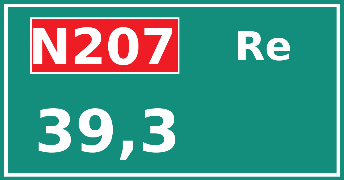 Hectometerbord N207 39,3 zijde Re