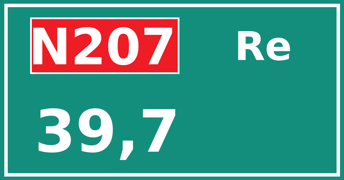 Hectometerbord N207 39,7 zijde Re