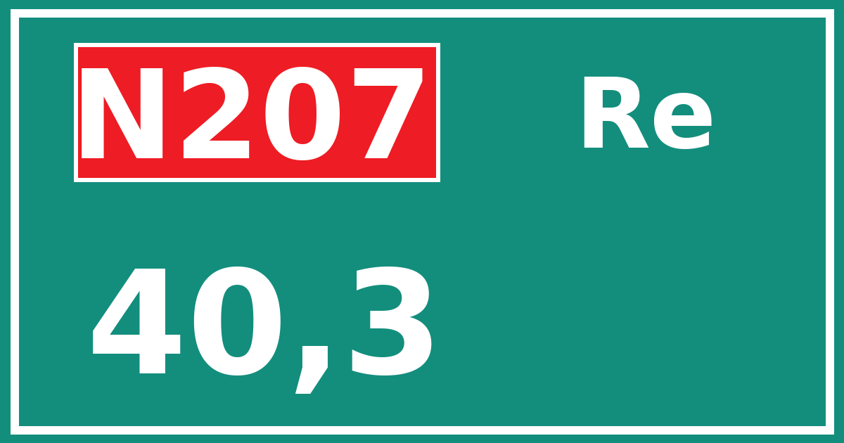 Hectometerbord N207 40,3 zijde Re
