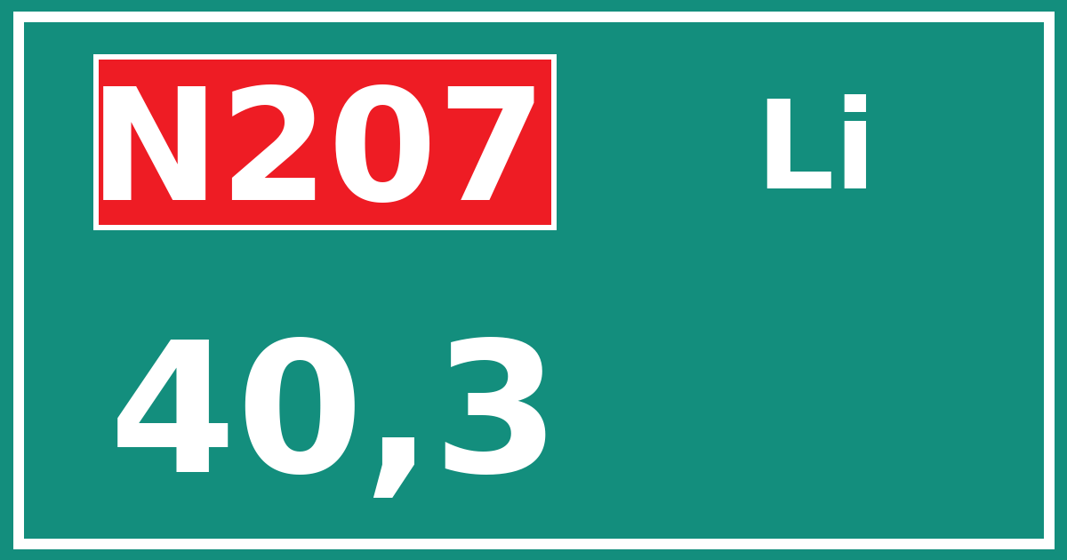 Hectometerbord N207 40,3 zijde Li