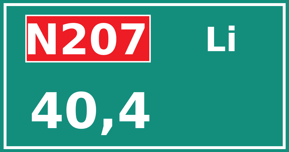 Hectometerbord N207 40,4 zijde Li
