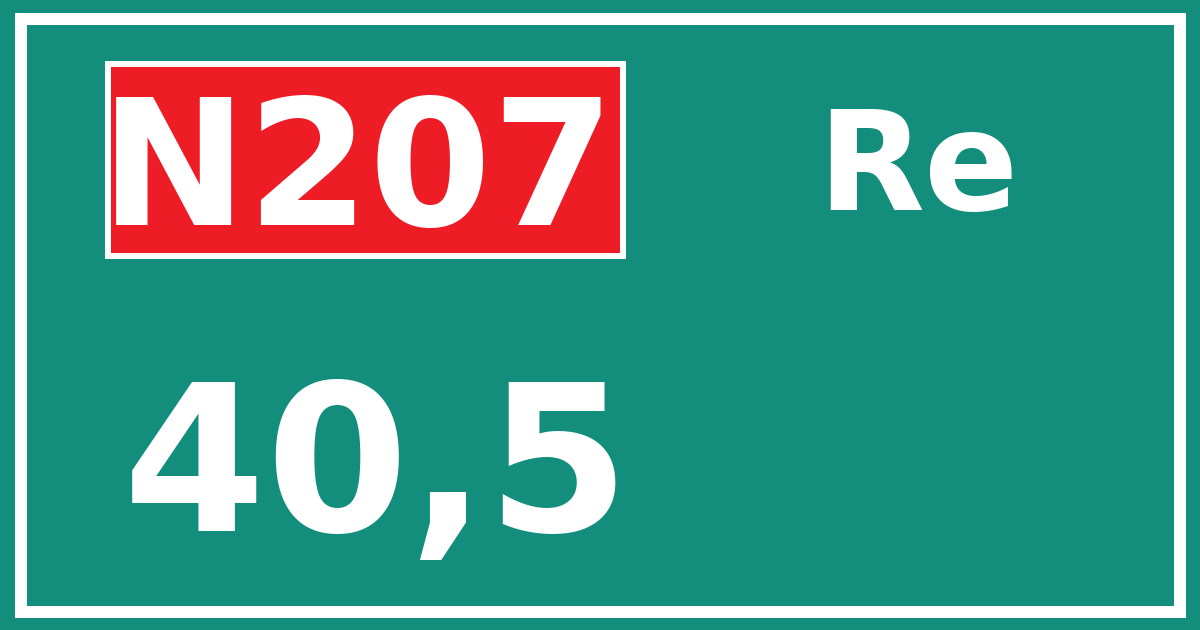 Hectometerbord N207 40,5 zijde Re