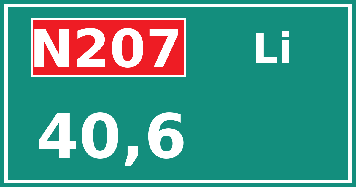 Hectometerbord N207 40,6 zijde Li