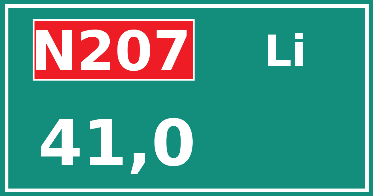 Hectometerbord N207 41,0 zijde Li