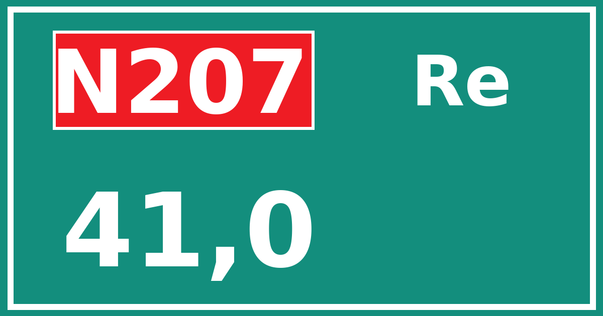 Hectometerbord N207 41,0 zijde Re