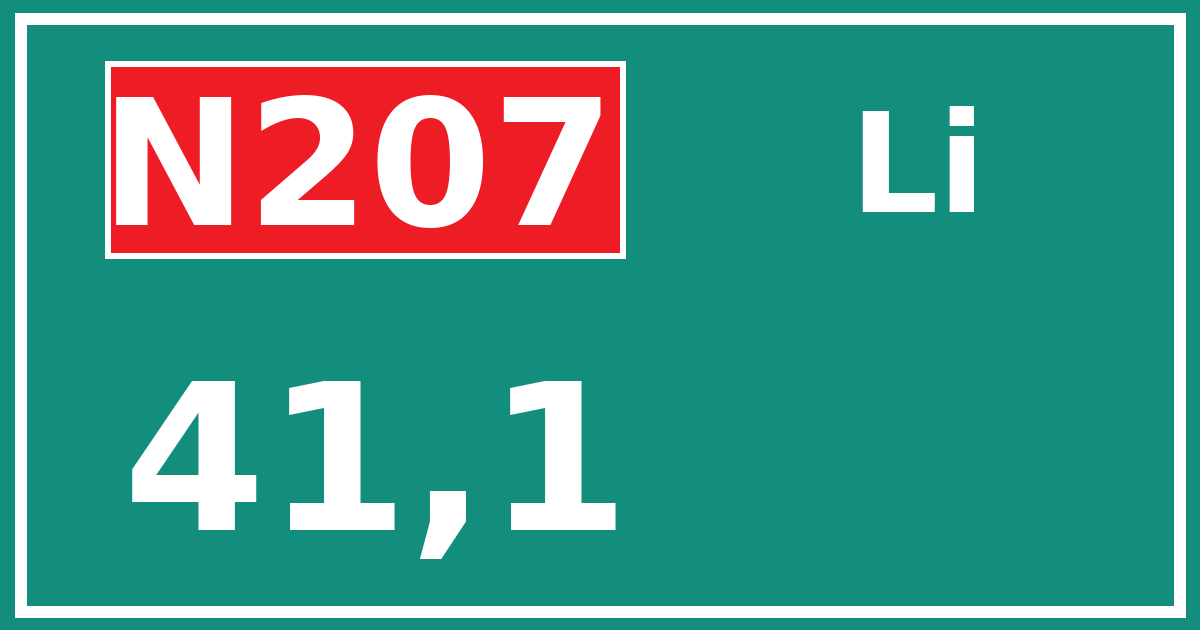 Hectometerbord N207 41,1 zijde Li