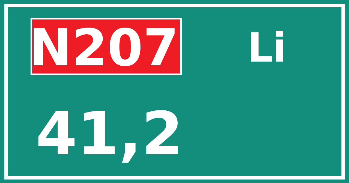 Hectometerbord N207 41,2 zijde Li