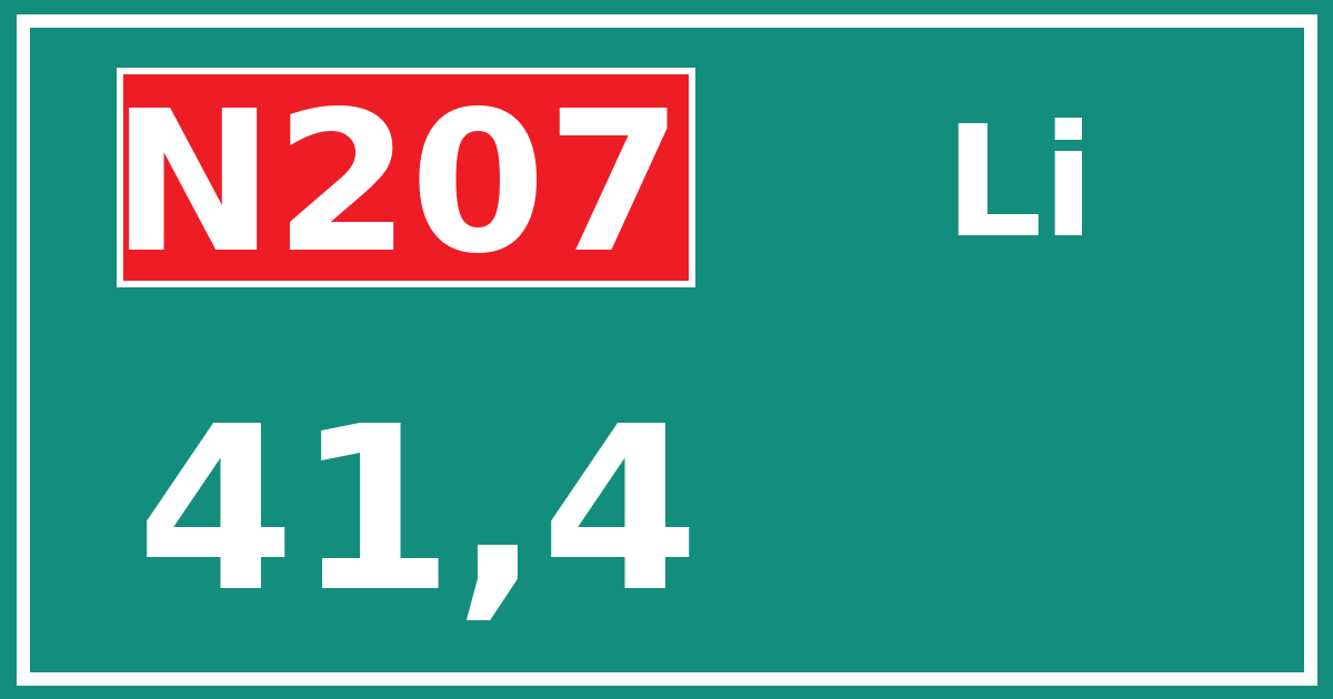 Hectometerbord N207 41,4 zijde Li