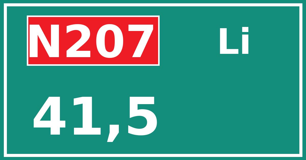 Hectometerbord N207 41,5 zijde Li