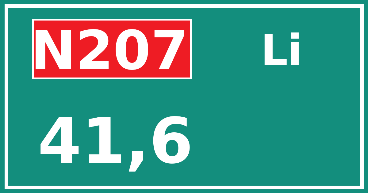Hectometerbord N207 41,6 zijde Li